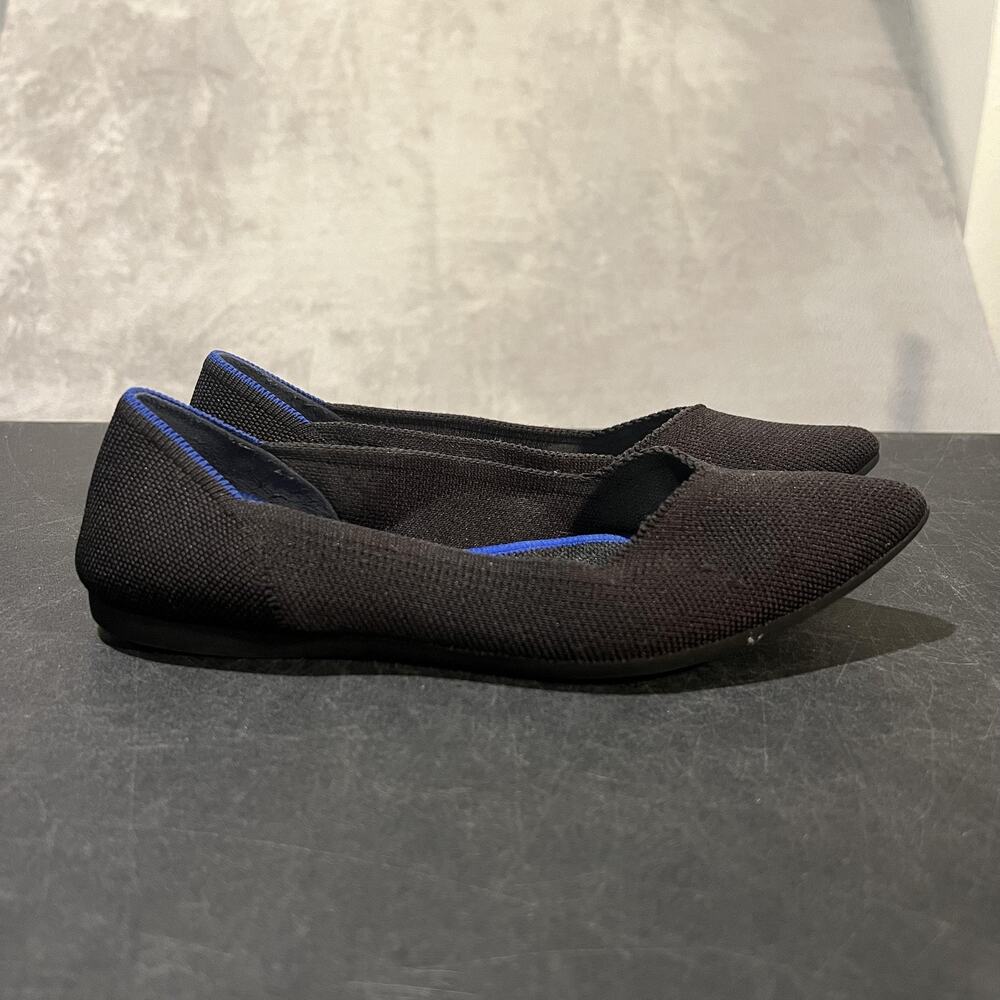Rothy's The Point Flats Shoes Womens Size 6.5 Black Knit Pointed Toe Washable